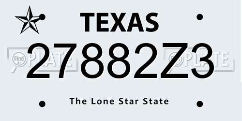 27882Z3 Texas License Plate