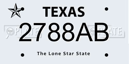 2788AB Texas License Plate