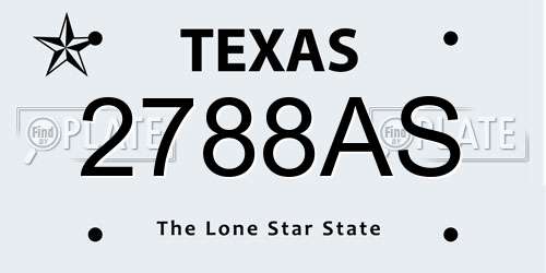 2788AS Texas License Plate