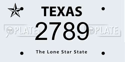 2789 Texas License Plate