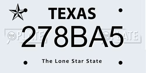 278BA5 Texas License Plate