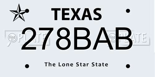 278BAB Texas License Plate