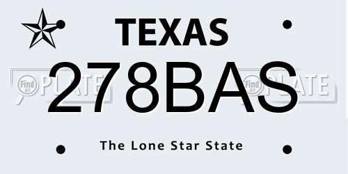 278BAS Texas License Plate
