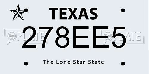 278EE5 Texas License Plate