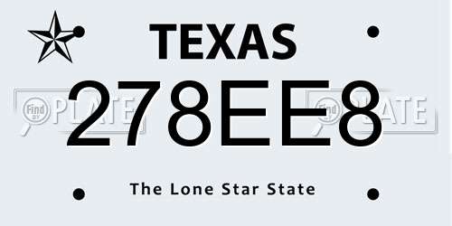 278EE8 Texas License Plate