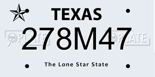 278M47 Texas License Plate
