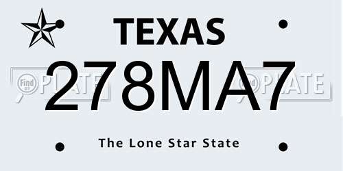 278MA7 Texas License Plate
