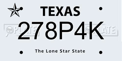 278P4K Texas License Plate