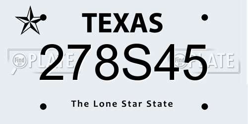 278S45 Texas License Plate
