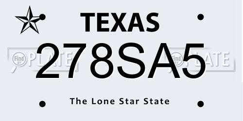 278SA5 Texas License Plate