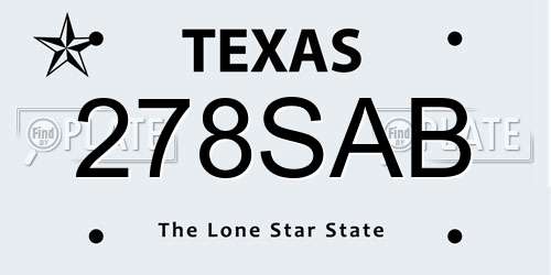 278SAB Texas License Plate
