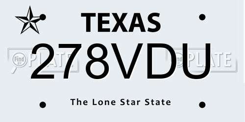 278VDU Texas License Plate