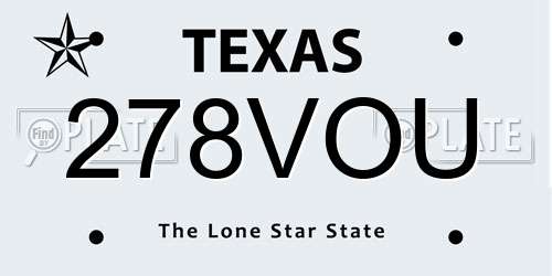 278VOU Texas License Plate