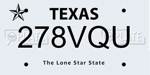 278VQU Texas License Plate