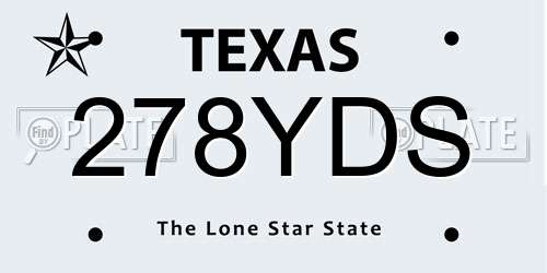 278YDS Texas License Plate
