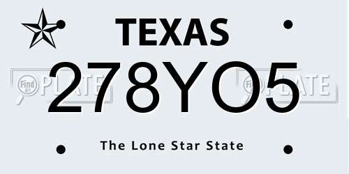 278YO5 Texas License Plate