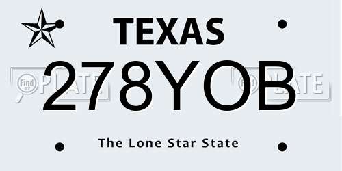 278YOB Texas License Plate