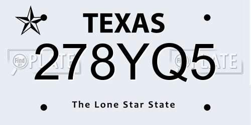 278YQ5 Texas License Plate