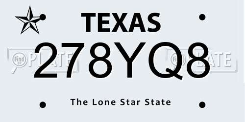 278YQ8 Texas License Plate