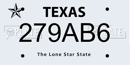 279AB6 Texas License Plate