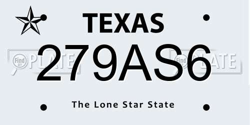 279AS6 Texas License Plate