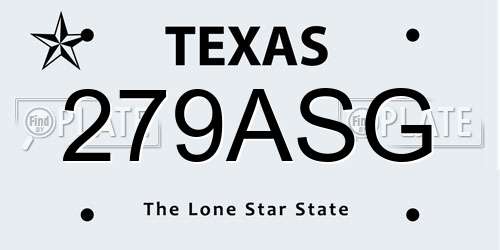 279ASG Texas License Plate