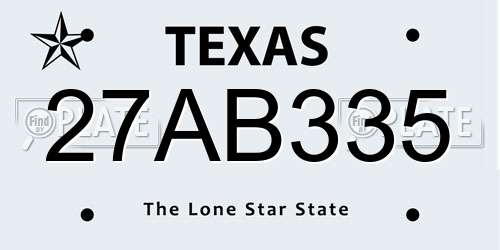 27AB335 Texas License Plate