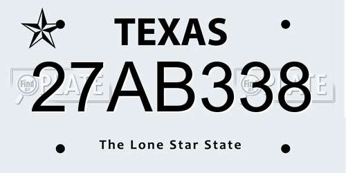 27AB338 Texas License Plate