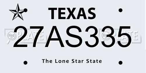 27AS335 Texas License Plate