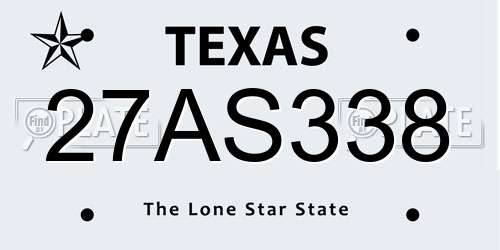 27AS338 Texas License Plate