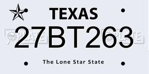 27BT263 Texas License Plate