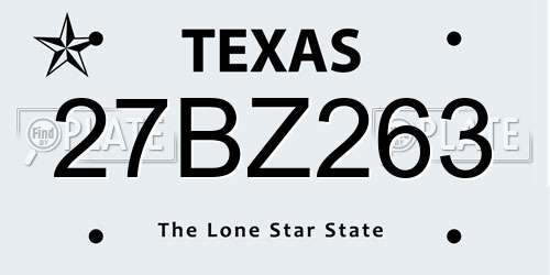27BZ263 Texas License Plate