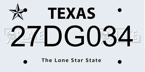 27DG034 Texas License Plate
