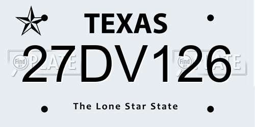 27DV126 Texas License Plate