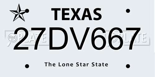 27DV667 Texas License Plate