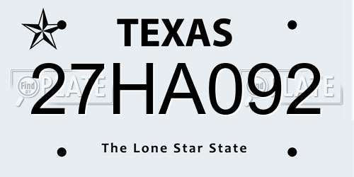 27HA092 Texas License Plate
