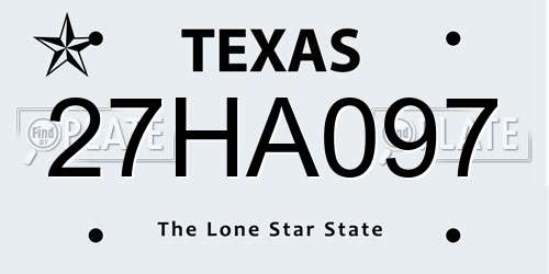 27HA097 Texas License Plate
