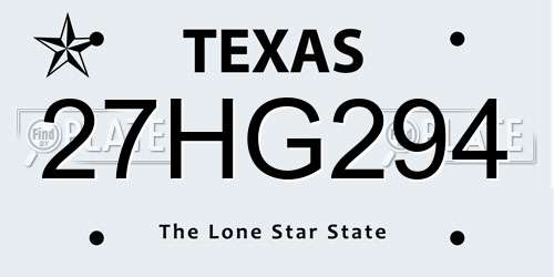 27HG294 Texas License Plate