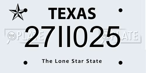 27II025 Texas License Plate