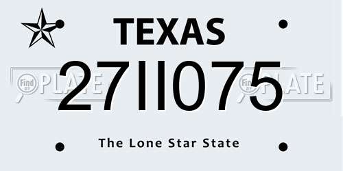 27II075 Texas License Plate