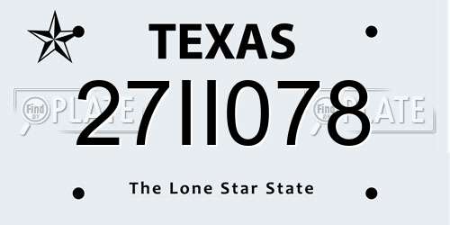 27II078 Texas License Plate