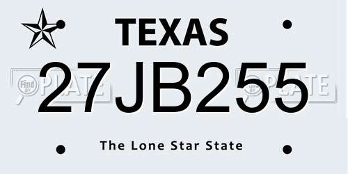 27JB255 Texas License Plate