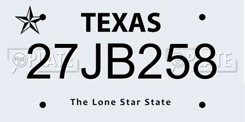 27JB258 Texas License Plate