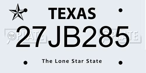 27JB285 Texas License Plate