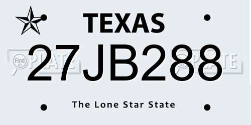 27JB288 Texas License Plate