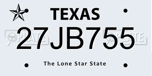 27JB755 Texas License Plate
