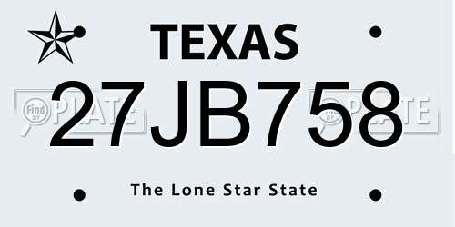 27JB758 Texas License Plate