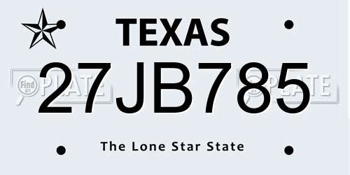27JB785 Texas License Plate