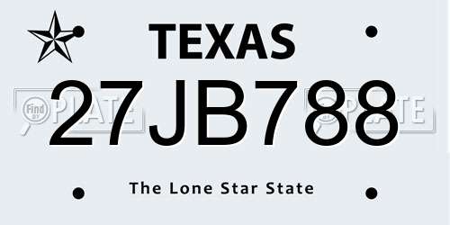 27JB788 Texas License Plate