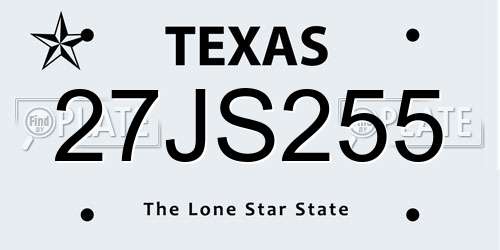 27JS255 Texas License Plate